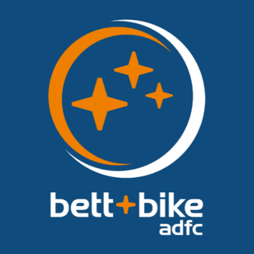 blue and orange bed and bike logo