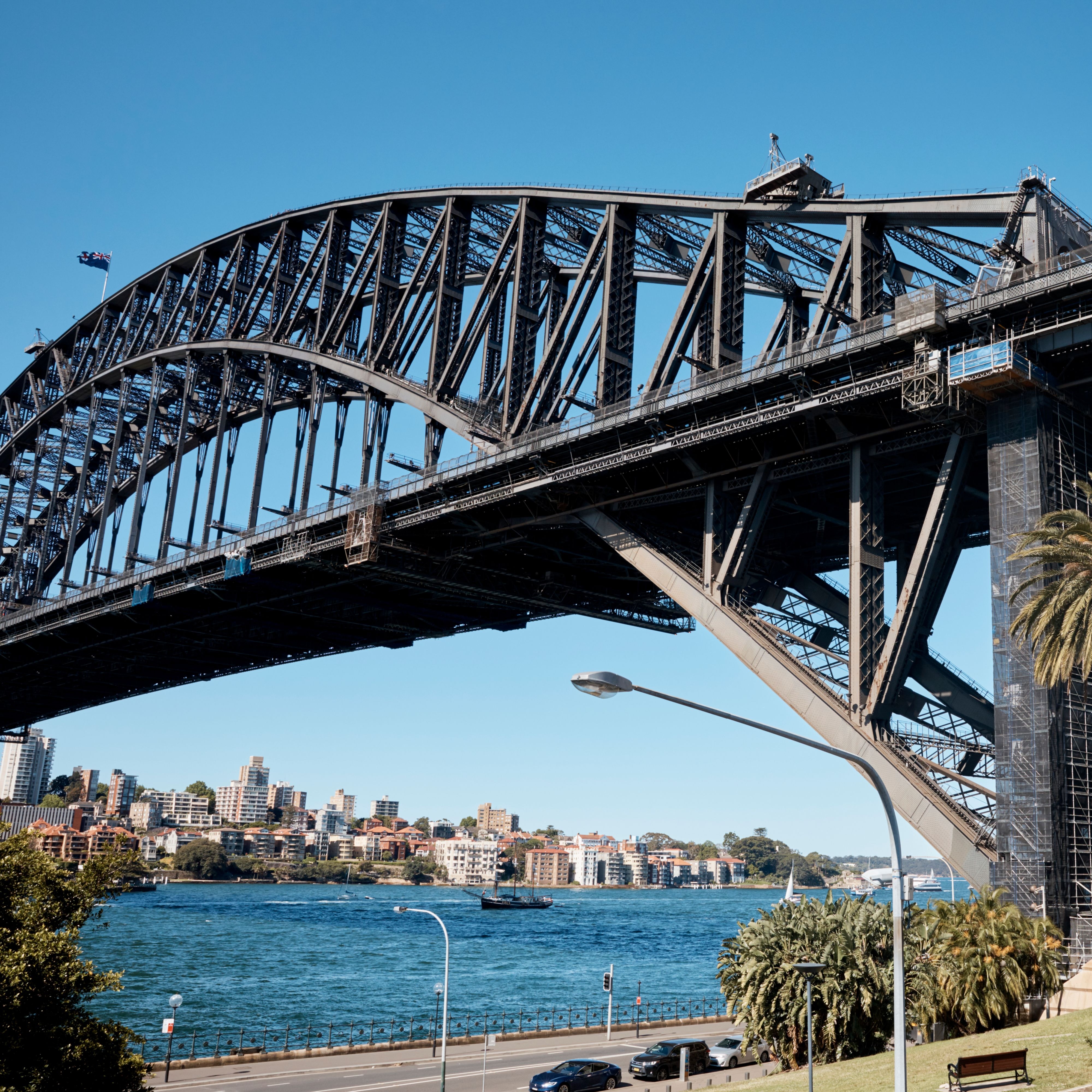 从悉尼港一号码头眺望悉尼海港大桥的美景