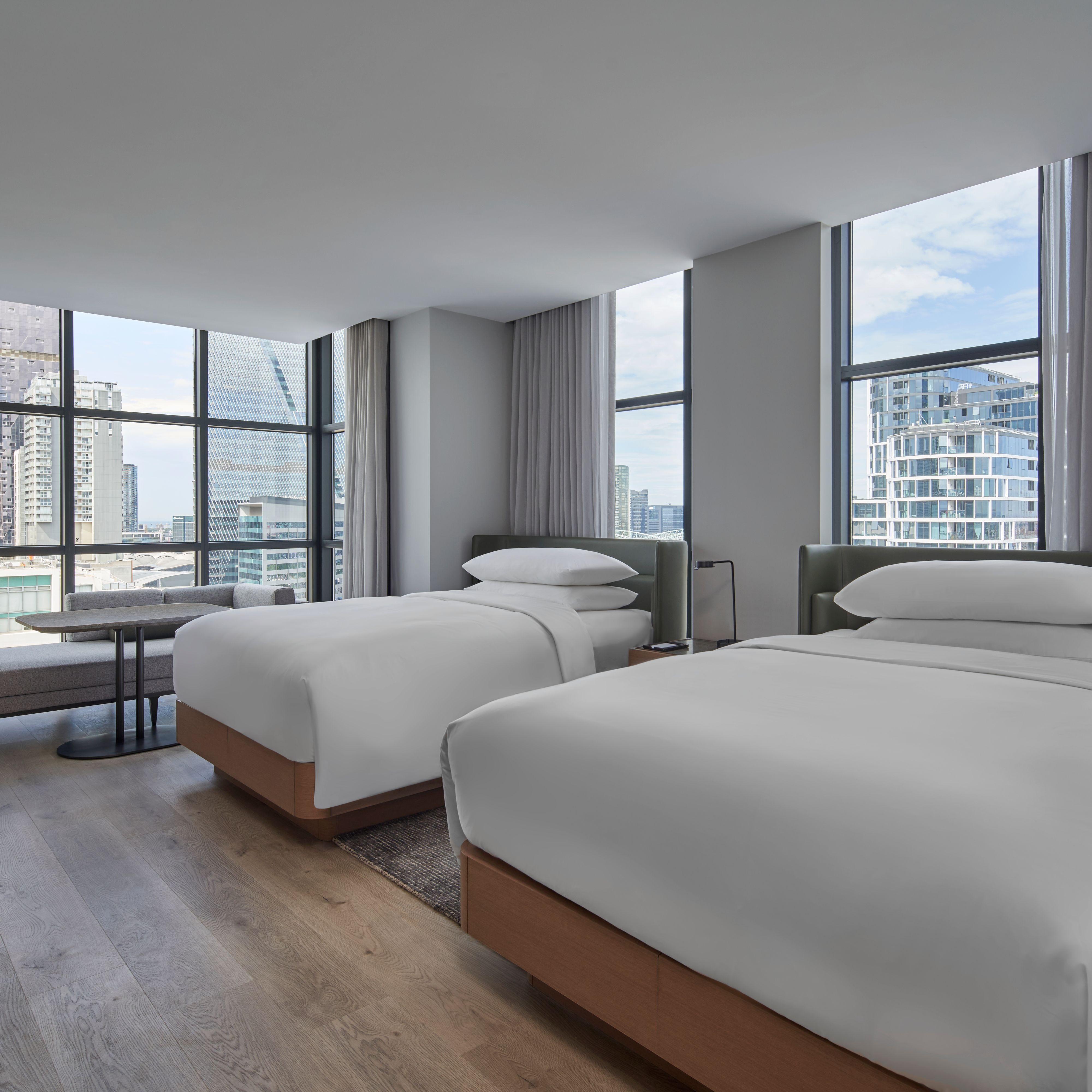 Double beds with city view