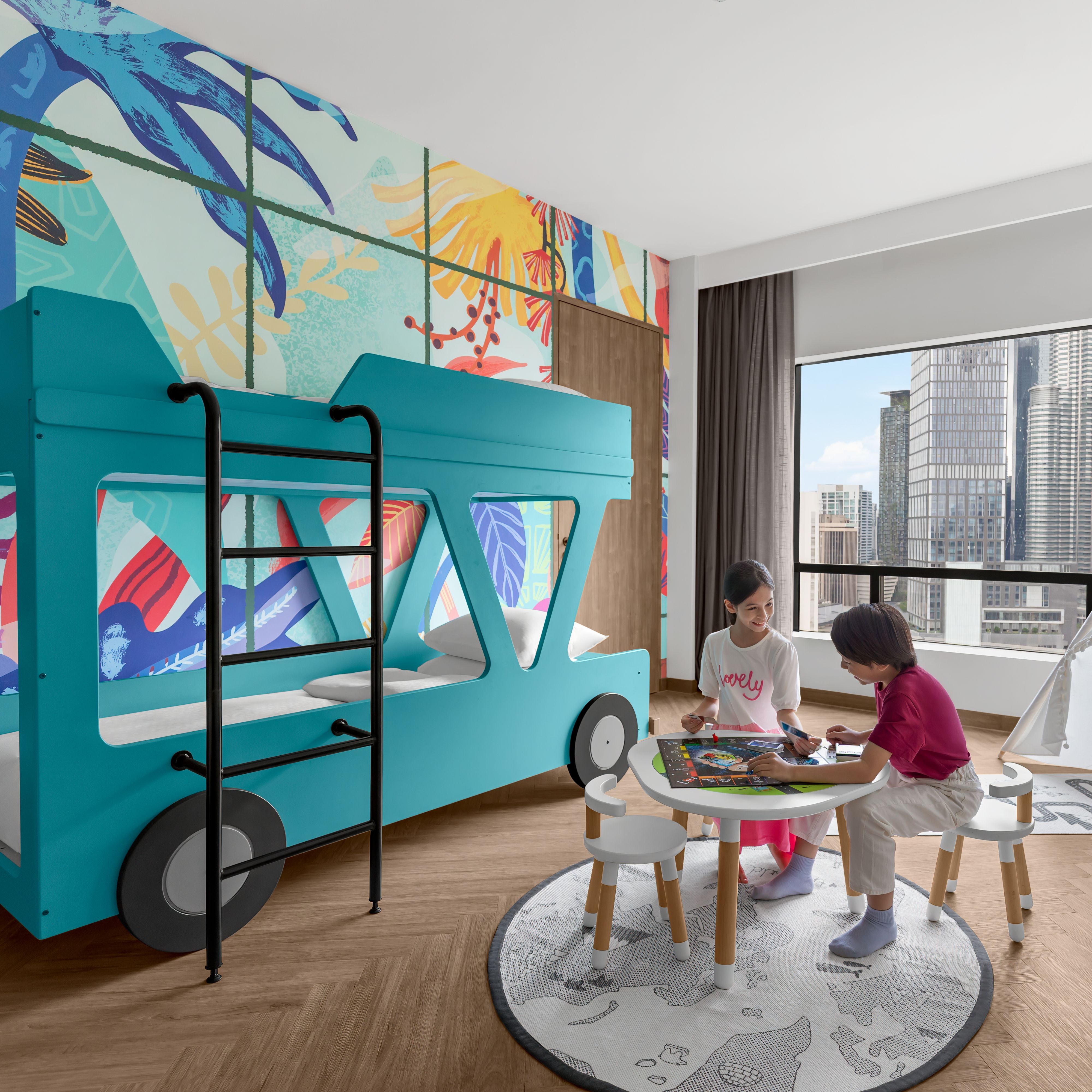 Kids play board games  in Family Suite