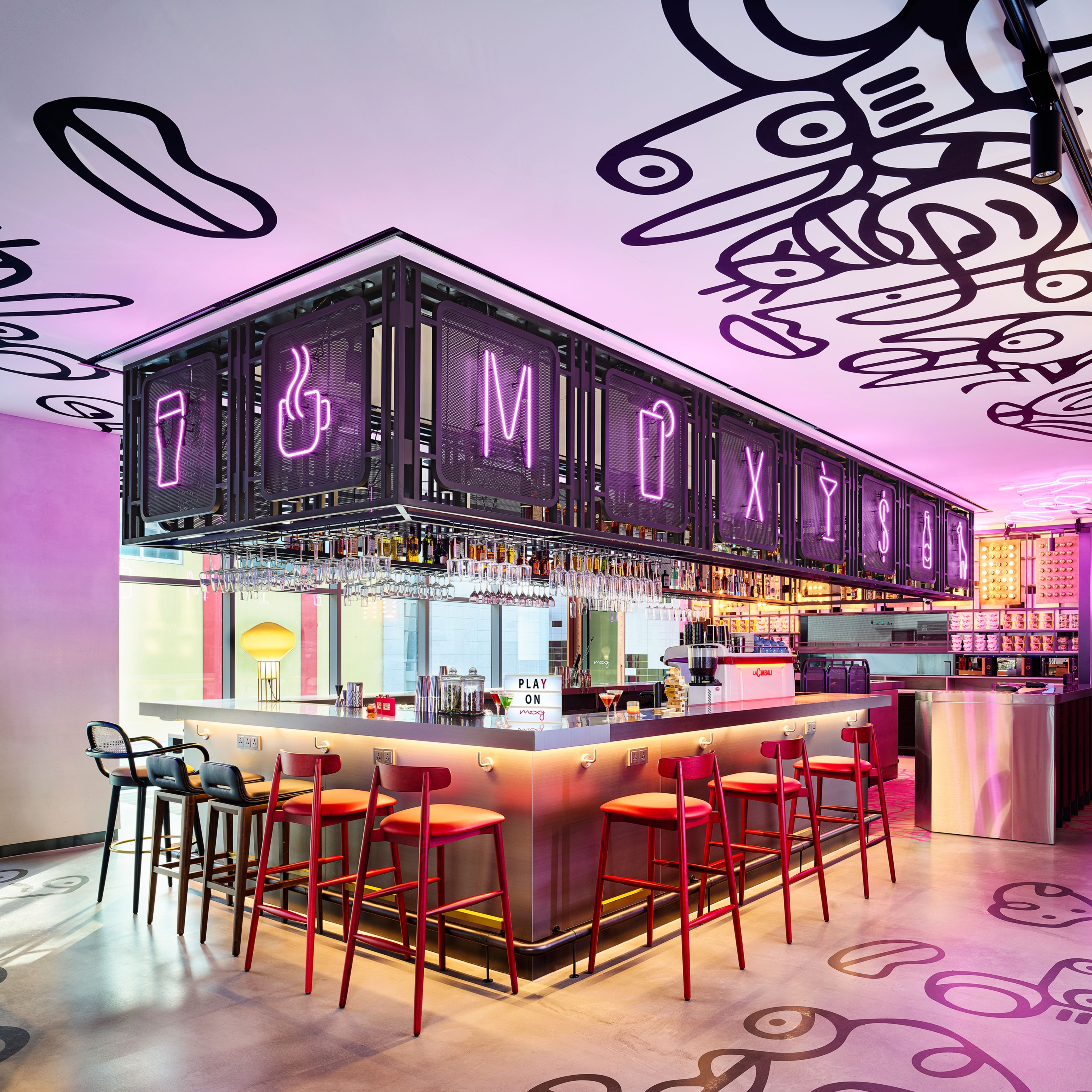 Bar Moxy bar area. 