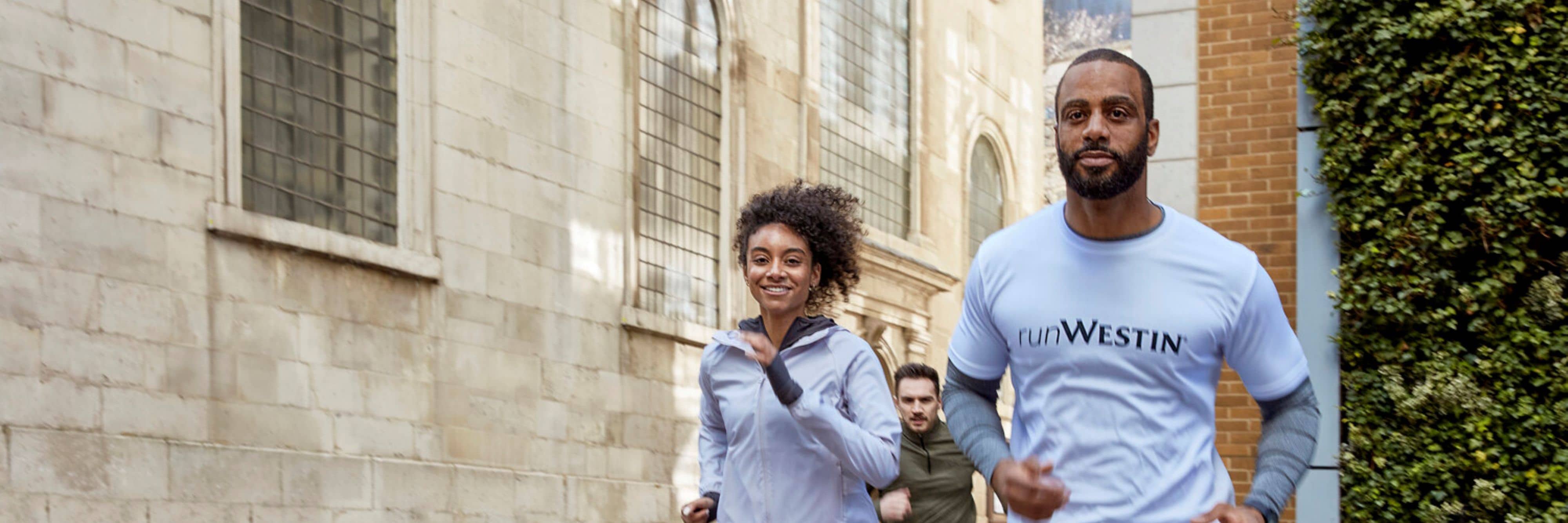 People running for exercise outdoors